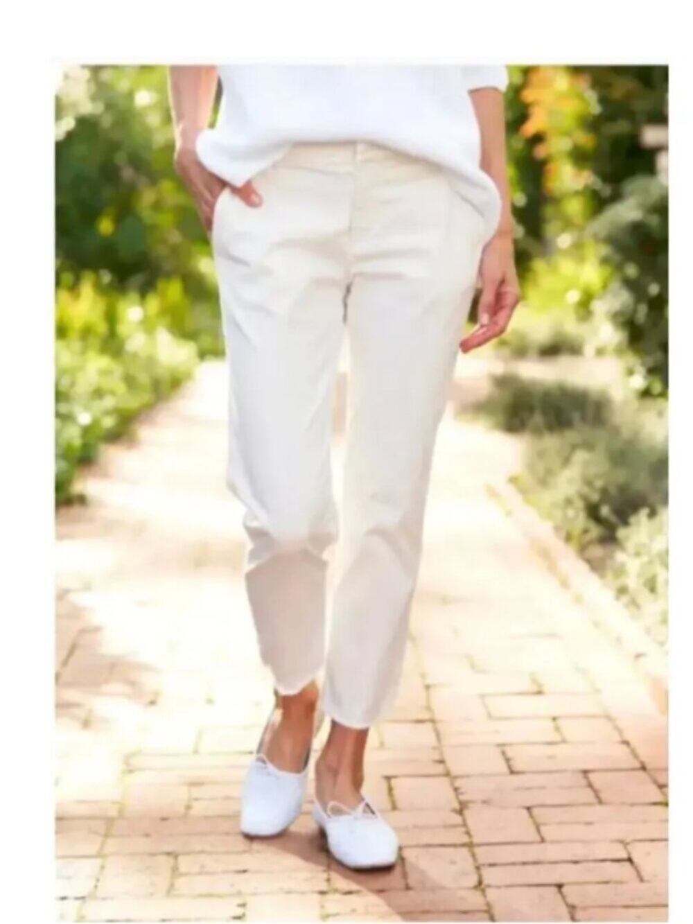 Frank & Eileen Wicklow Italian Chino Straight Leg Mid Rise Pants Chalk Sz 12